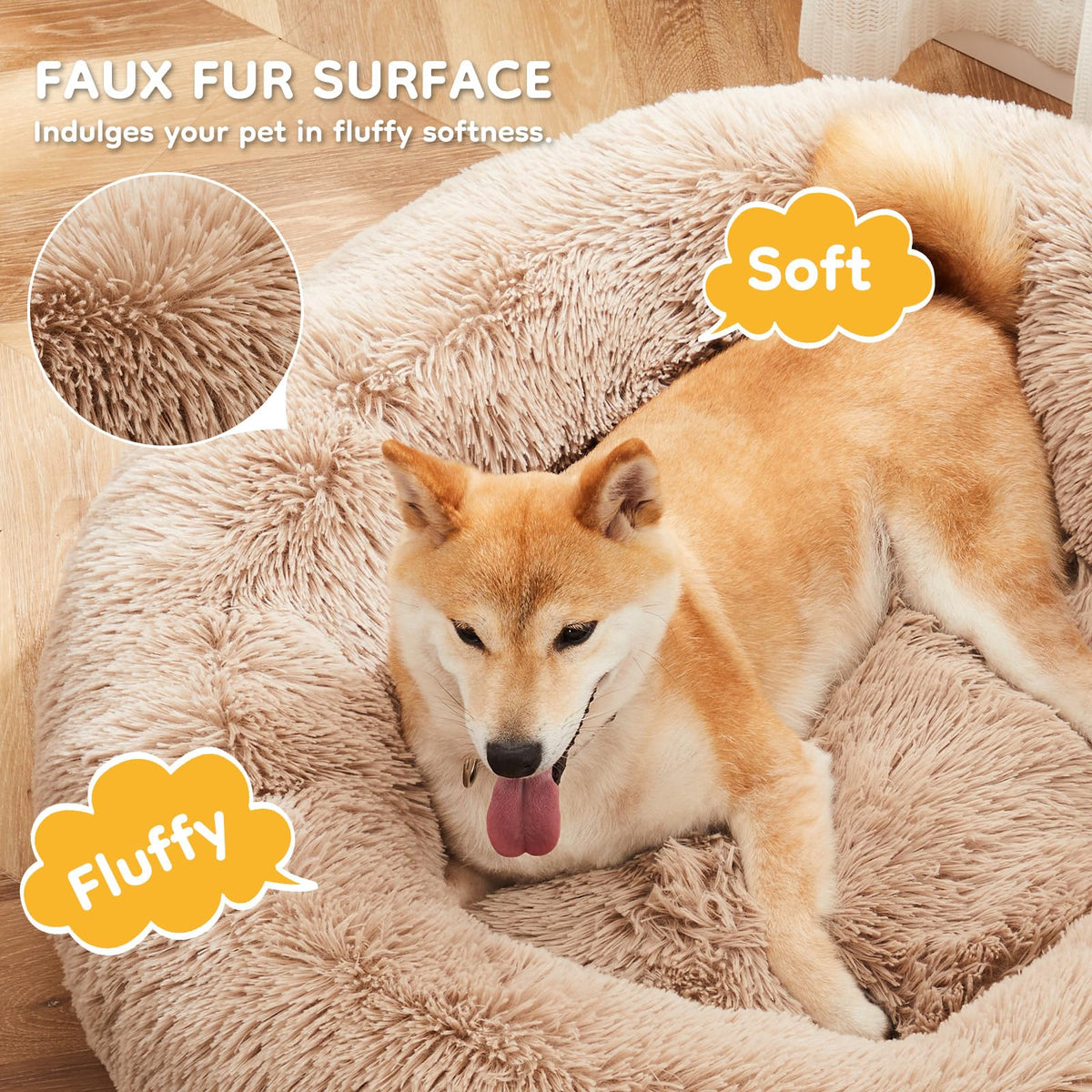 30.7 Inch Fluffy Faux Fur Plush Dog Bed V281