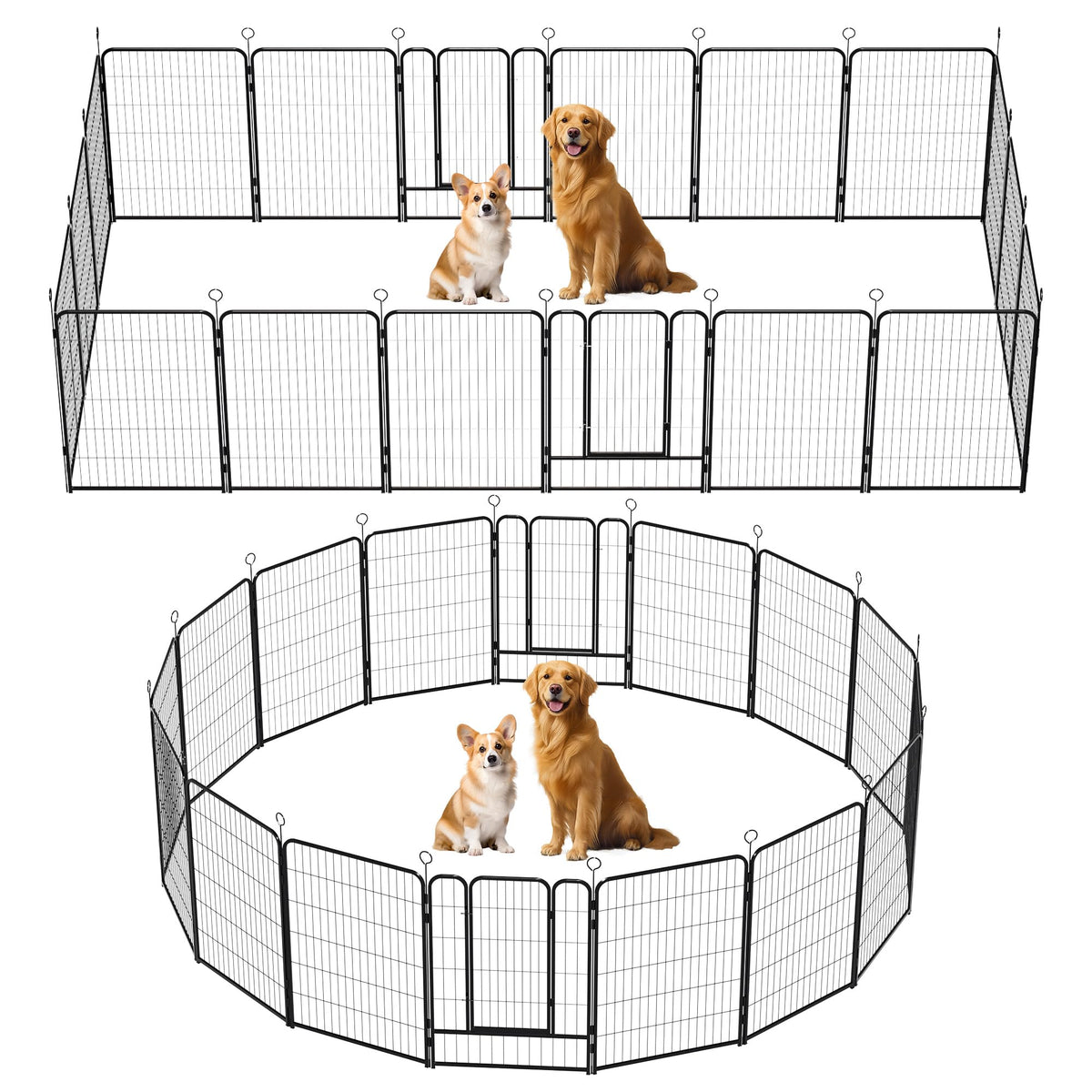 16-Panel Heavy-Duty Metal Dog Playpen Y66846