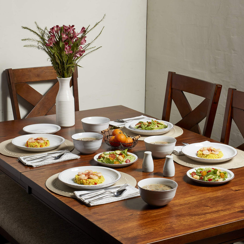 White 12 Piece Stoneware Dinnerware Set H3148