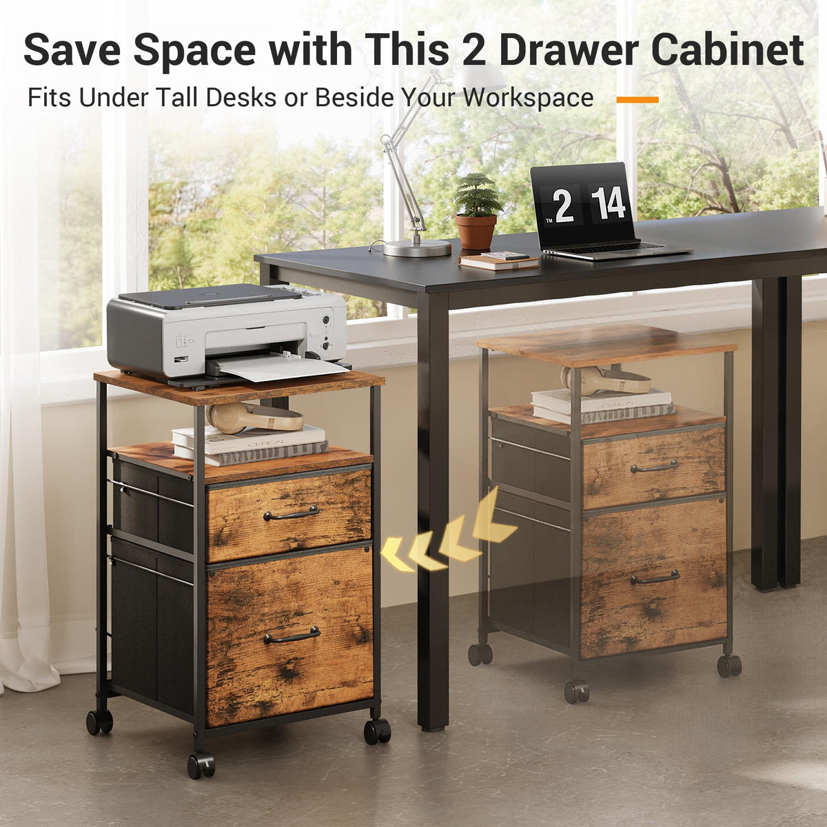 2 Drawer Mobile Fabric File Cabinet E325869
