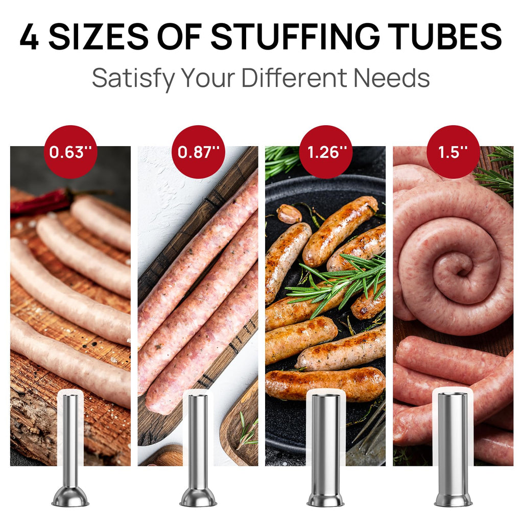 7L Stainless Steel Vertical Sausage Stuffer with 4 Stuffing Tubes P13144