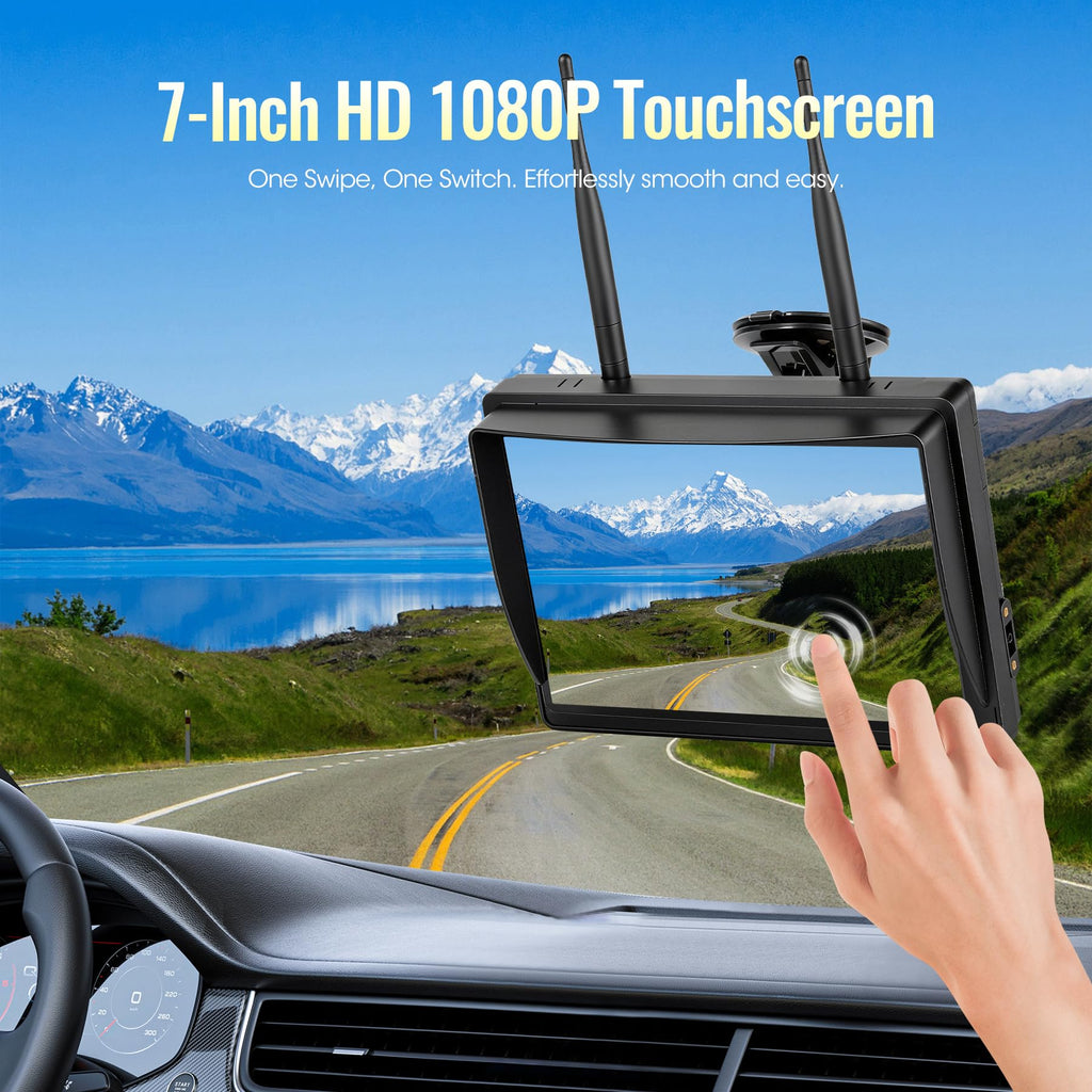 7" Wireless Backup Camera System with DVR Split Screen Monitor V27037