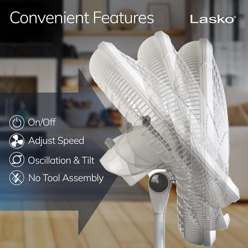 Oscillating Pedestal Fan with Adjustable Height and 3 Cooling Speeds, 18", White V80300