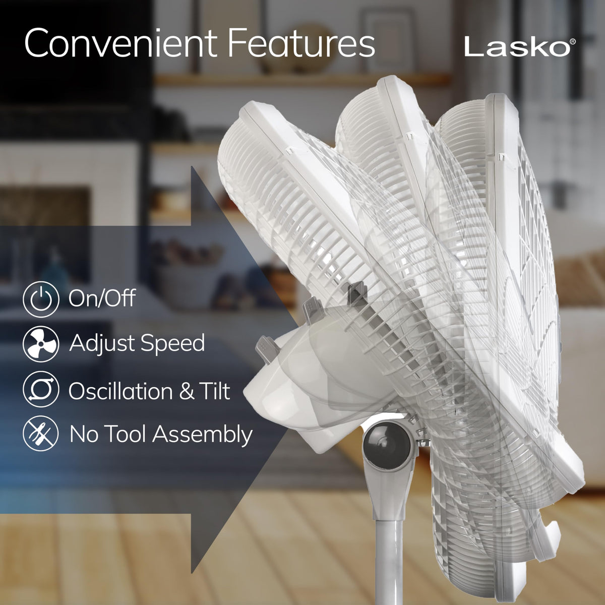 Oscillating Pedestal Fan with Adjustable Height and 3 Cooling Speeds, 18", White V80300