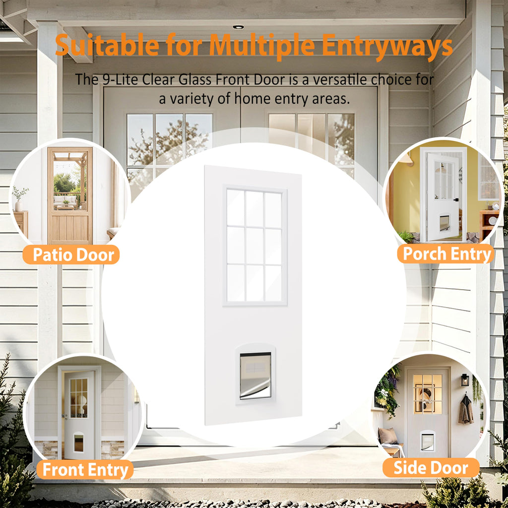 36"x 80" 9-Lite Clear Glass Exterior Door E556