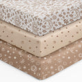 28x52x8in Fitted Crib Sheet 3 Pack Microfiber White Brown L10185
