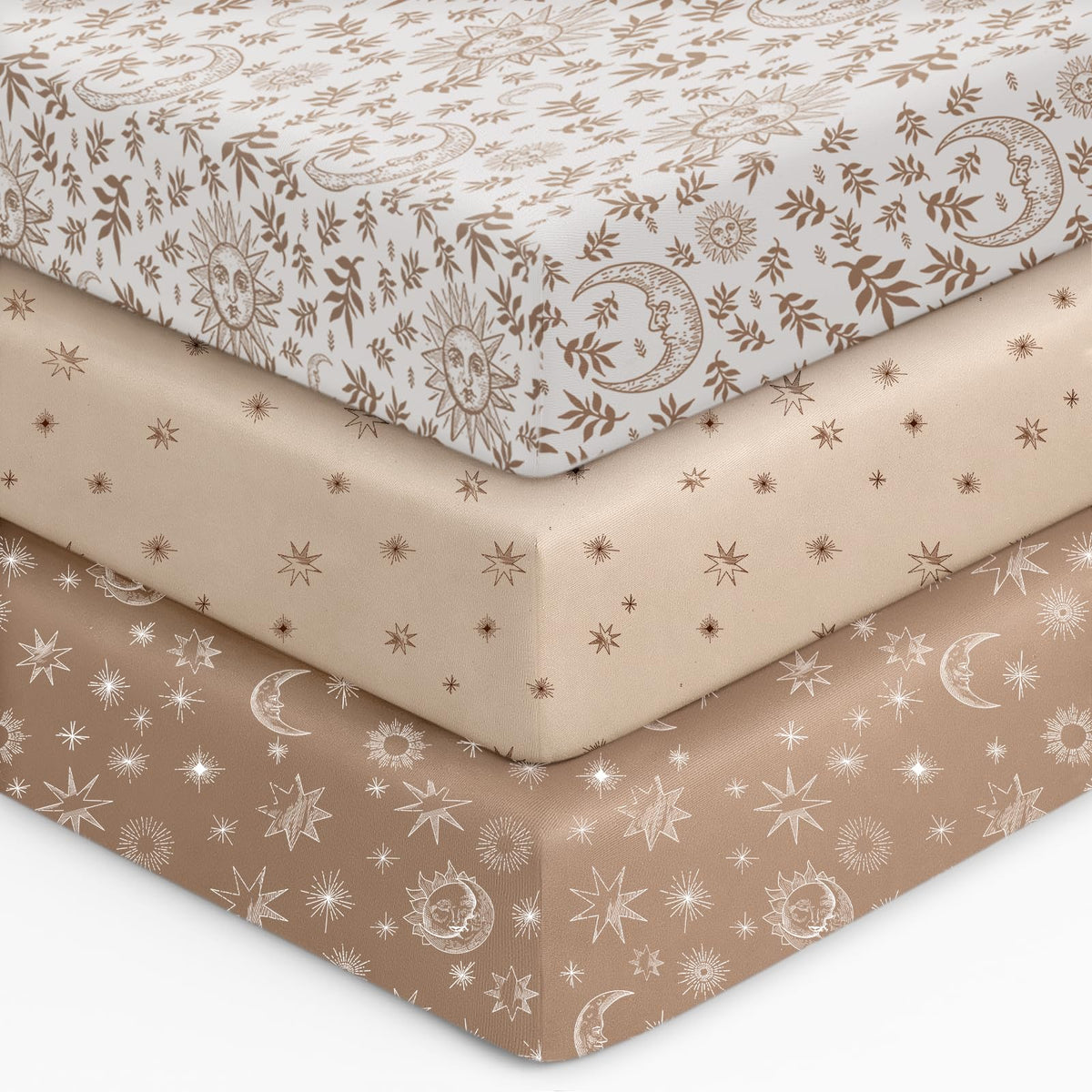 28x52x8in Fitted Crib Sheet 3 Pack Microfiber White Brown L10185