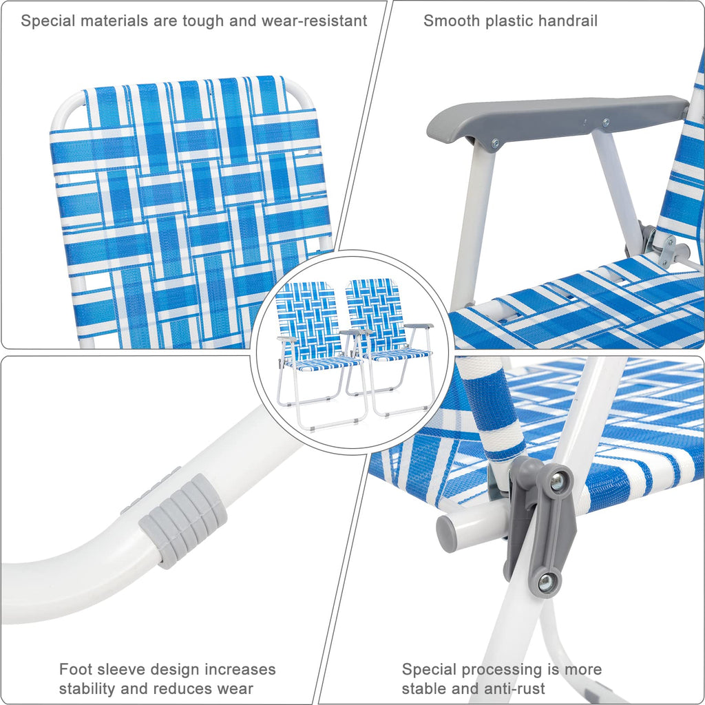 Set of 2 Blue Webbed Folding Lawn Chair Y885456