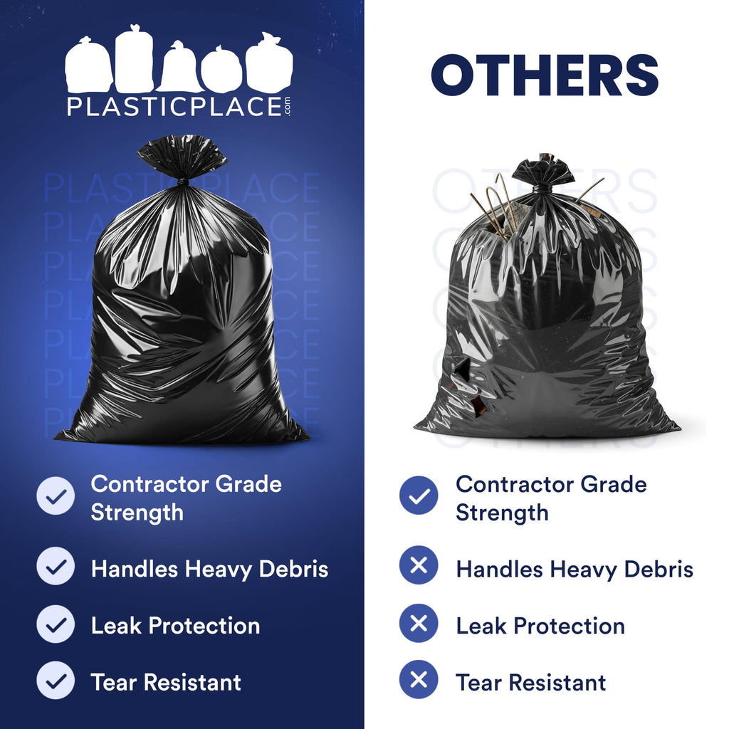 42 Gallon 3.0 Mil Black Heavy Duty Trash Bags 50 Count R22711