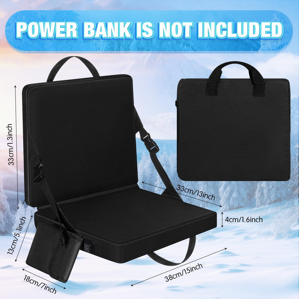 2 Pcs Portable Foldable Heated Seat Cushion USB Powered 3 Mode Adjustable Pad with Pocket B569213