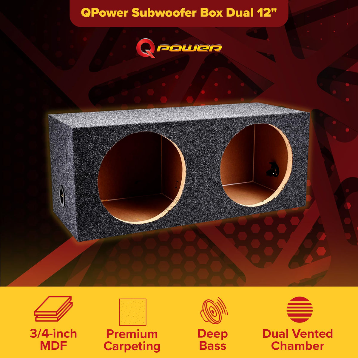 Charcoal Dual 12" Sealed Car Audio Subwoofer Box D416589