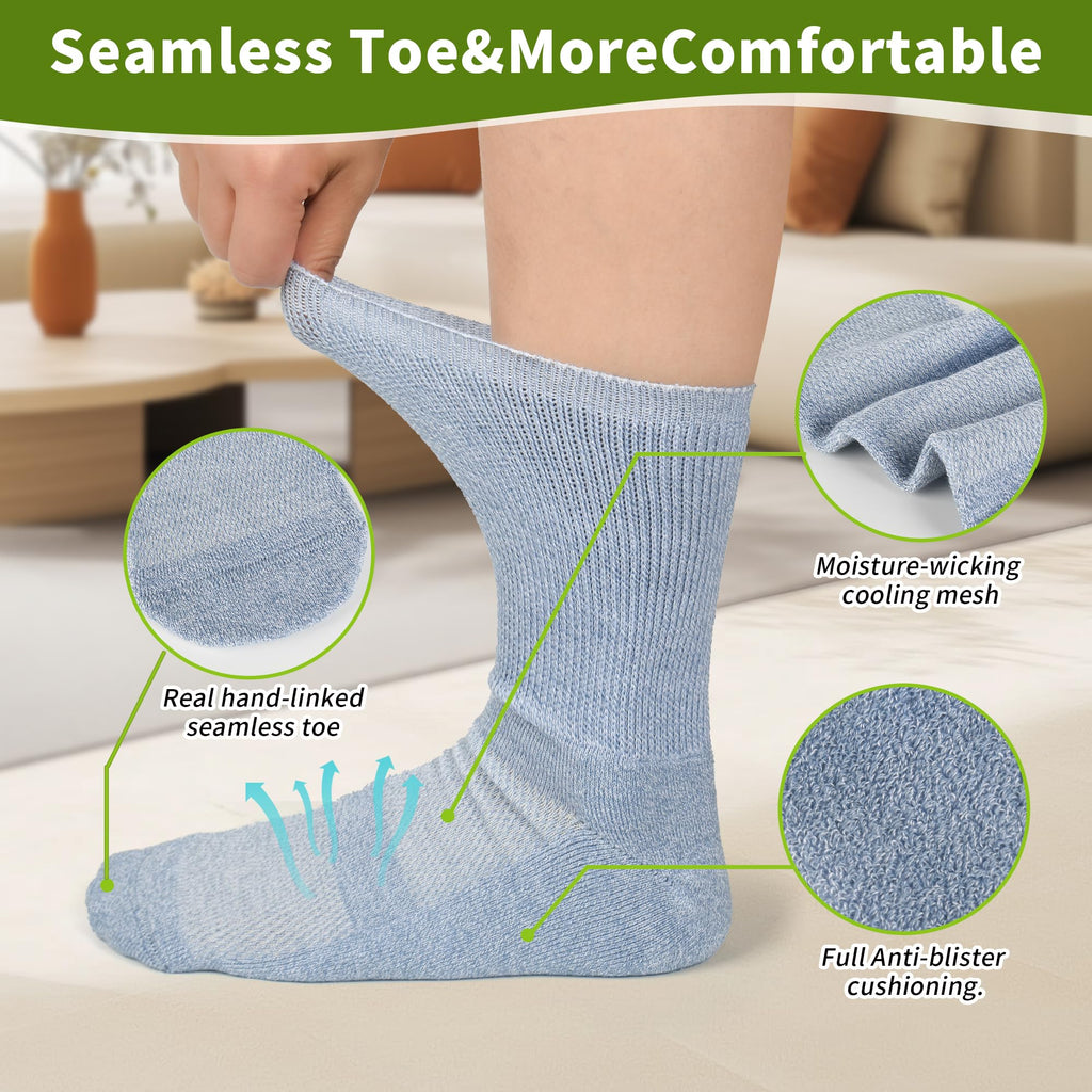 Bamboo Viscose Non-Binding Crew Socks with Seamless Toe S177