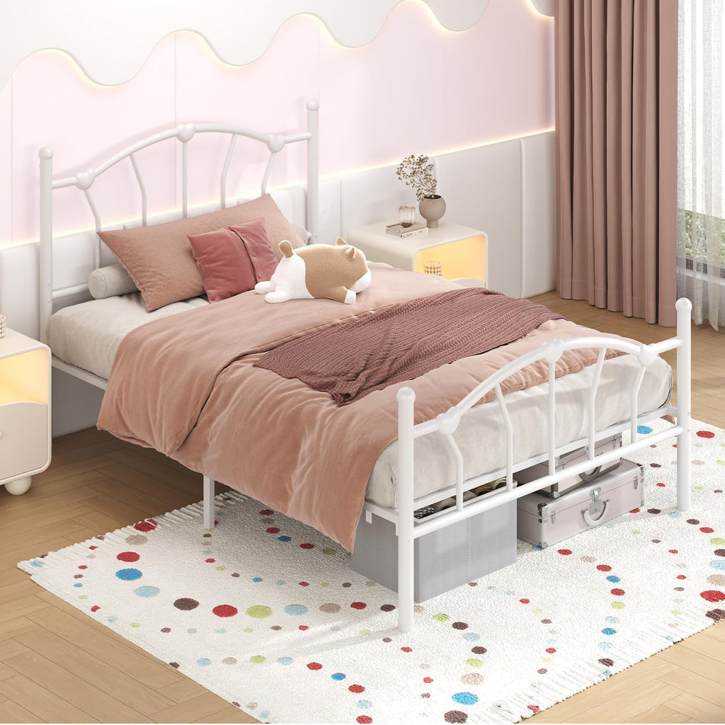 White Twin Metal Bed Frame C76686