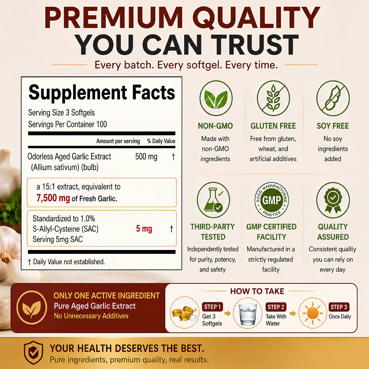 Odorless Aged Garlic Extract 300 Softgels W940839