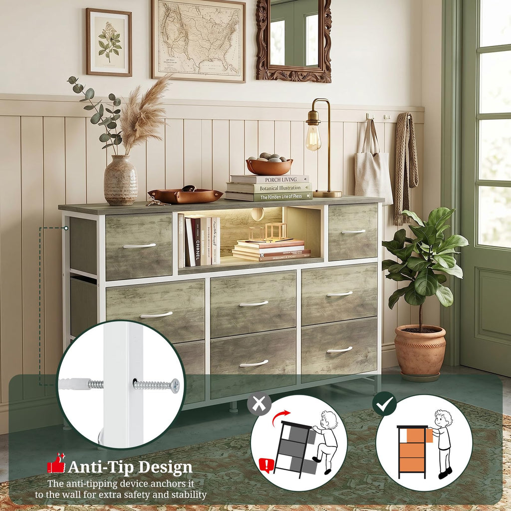 8 Drawer TV Stand with Charging Station J2339