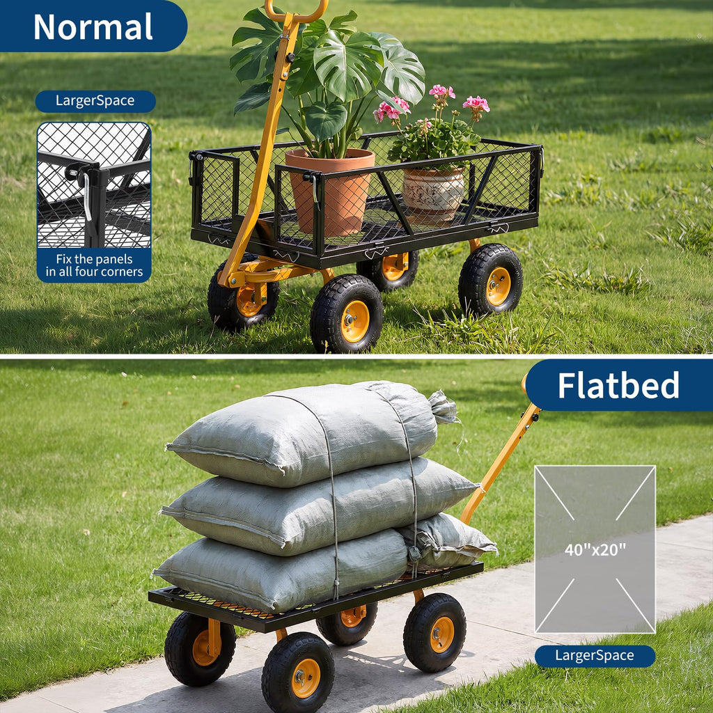 Black Heavy Duty Steel Garden Cart E18555