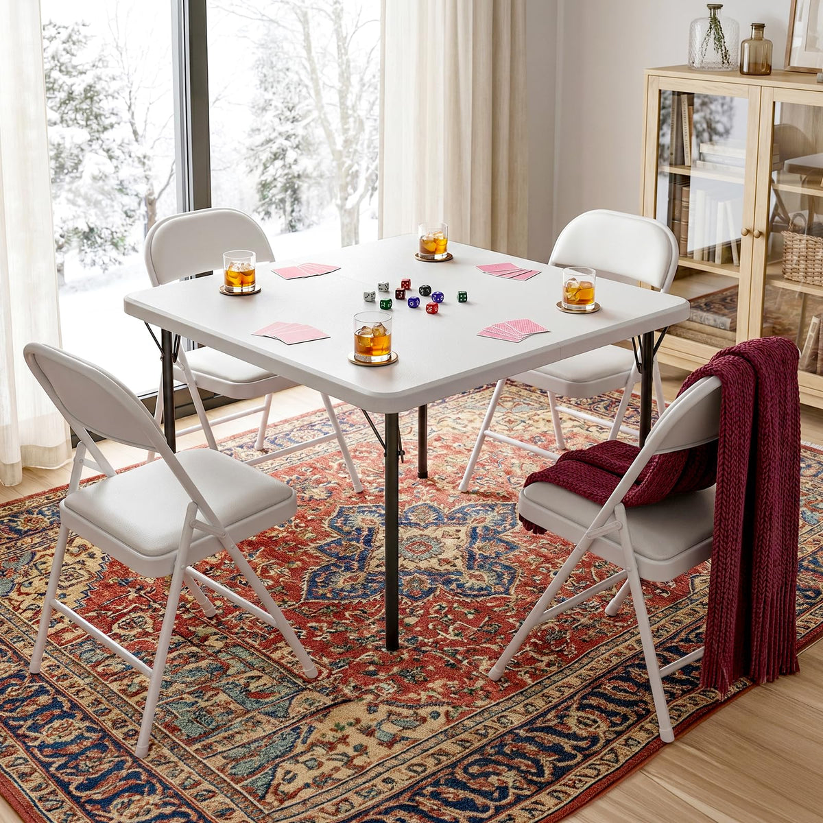 36 Inch Square Folding Card Table with Carrying Handle G106