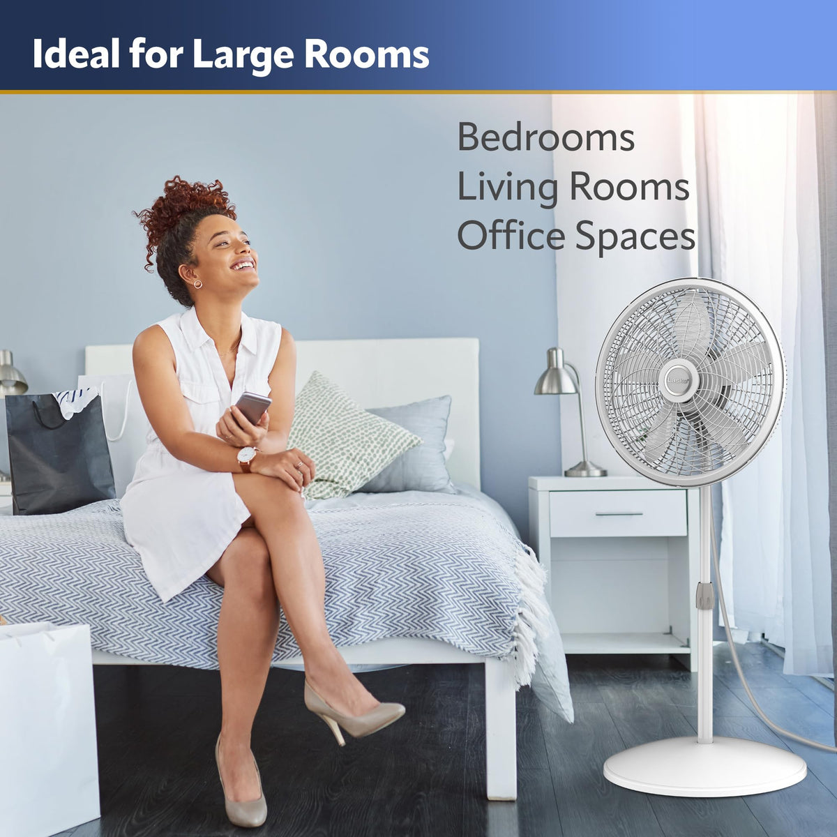 Oscillating Pedestal Fan with Adjustable Height and 3 Cooling Speeds, 18", White V80300