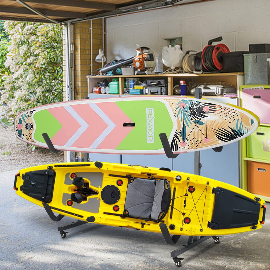 Freestanding Kayak Storage Rack with Lockable Wheels A141