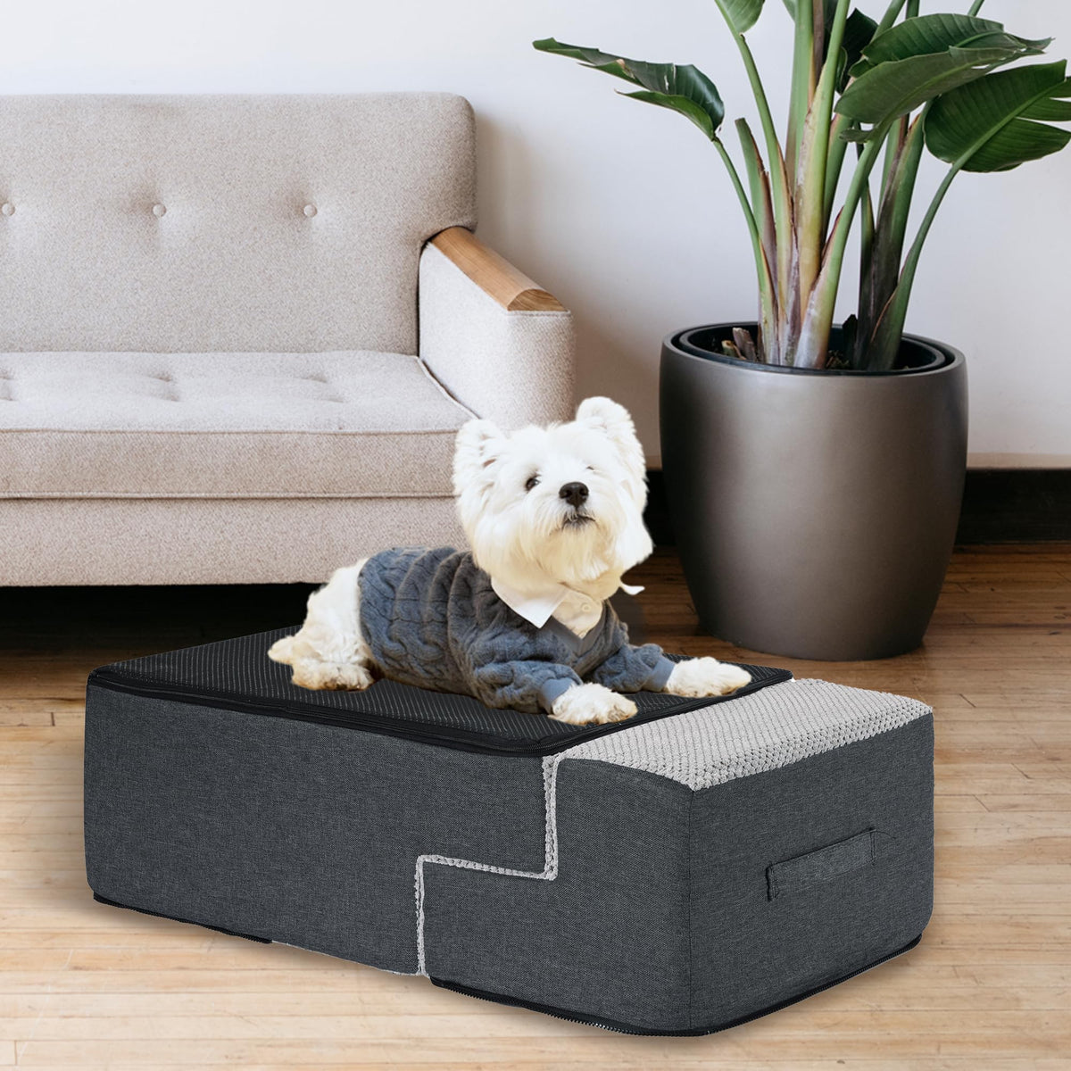 4-Step Foam Dog Stairs, 18-Inch, Gray T489