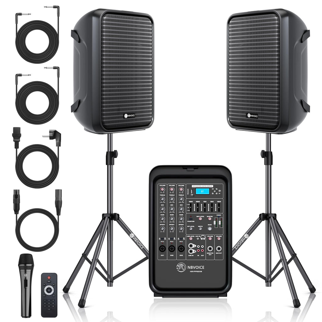 Portable All-in-One 2-Way PA System with 8-Channel Mixer H7124