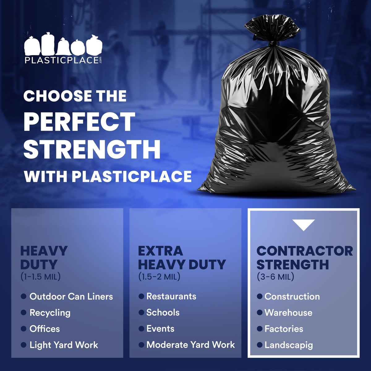 42 Gallon 3.0 Mil Black Heavy Duty Trash Bags 50 Count R22711