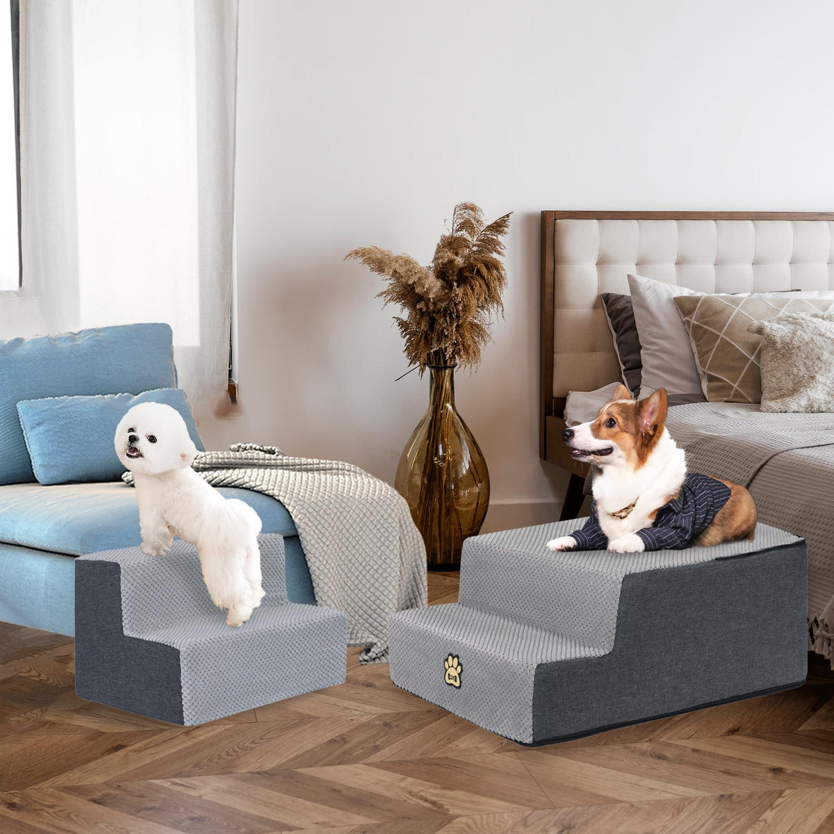 4-Step Foam Dog Stairs, 18-Inch, Gray T489