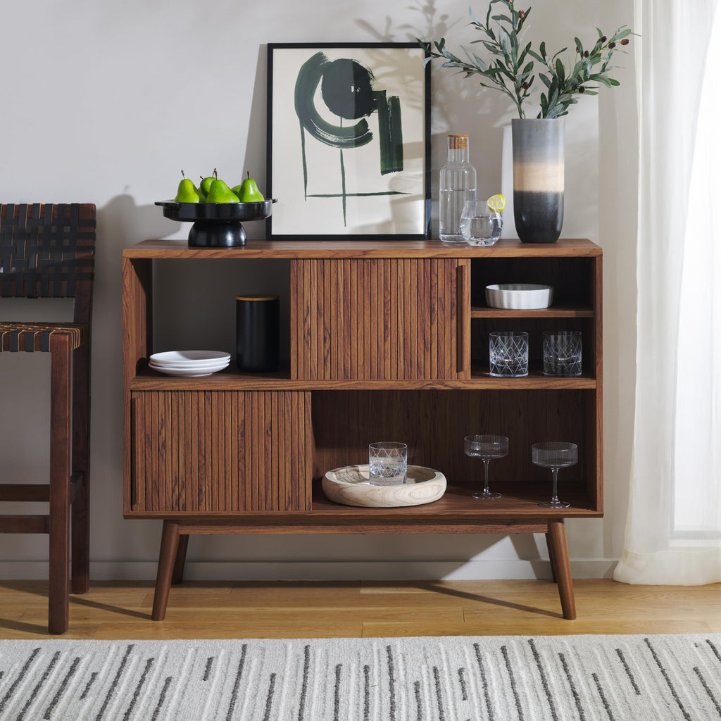 Walnut Brown TV Stand with Sliding Door N1754