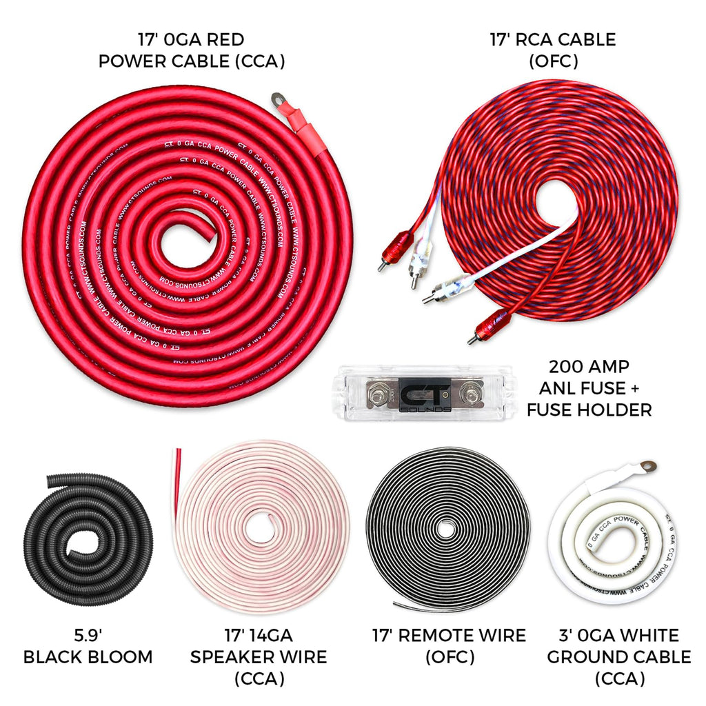 1/0 Gauge CCA Amp Wiring Install Kit B3568