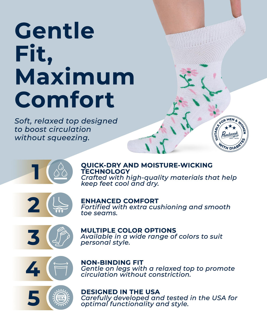 Bamboo Viscose Diabetic Socks 6 Pairs A7279