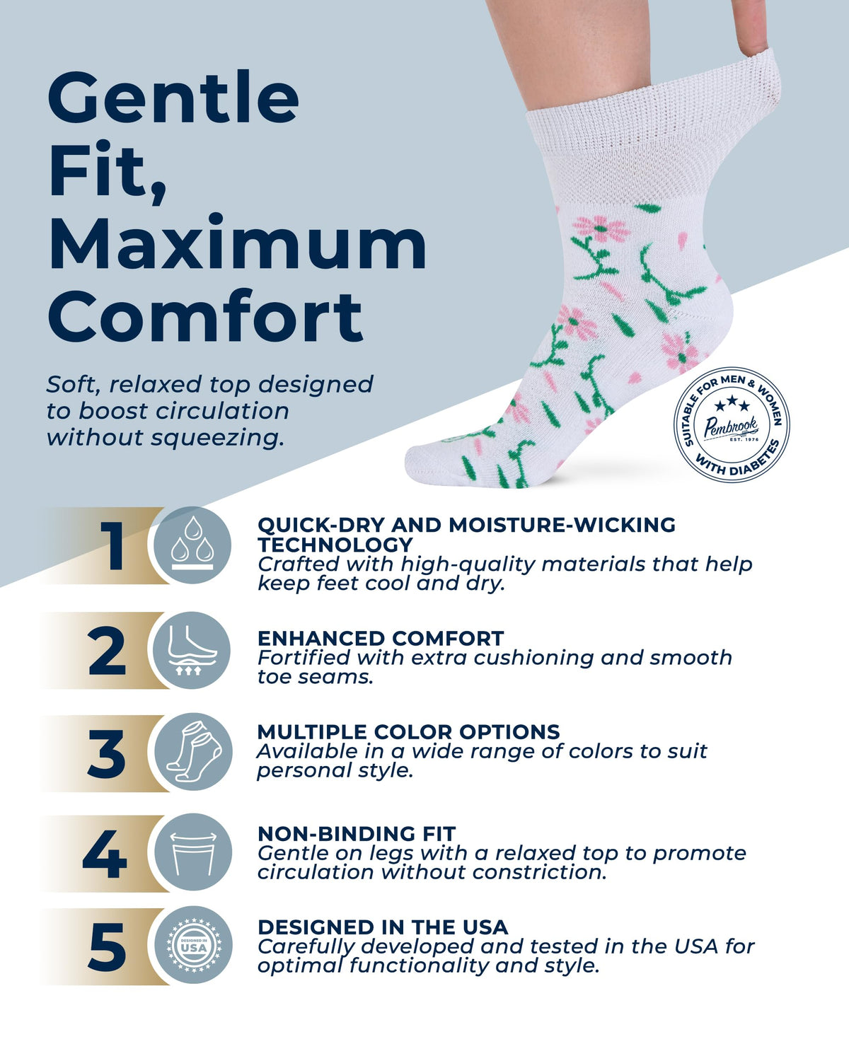Bamboo Viscose Diabetic Socks 6 Pairs A7279