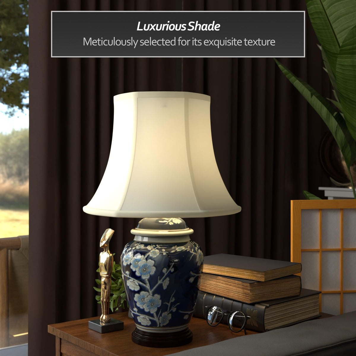 22" Blue Cherry Blossom Lamp L529