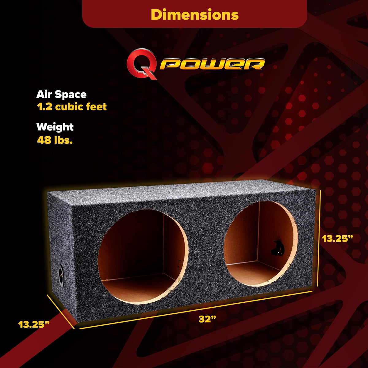 Charcoal Dual 12" Sealed Car Audio Subwoofer Box D416589