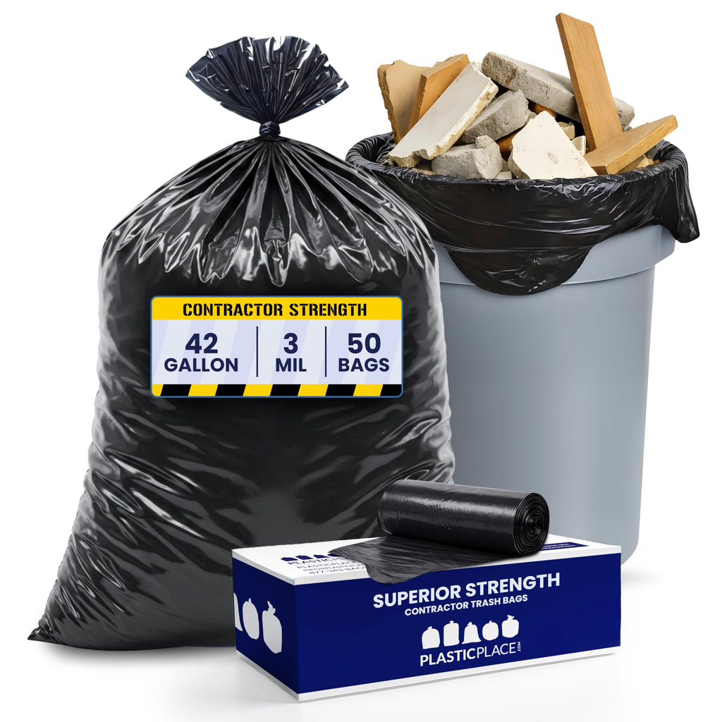 42 Gallon 3.0 Mil Black Heavy Duty Trash Bags 50 Count R22711