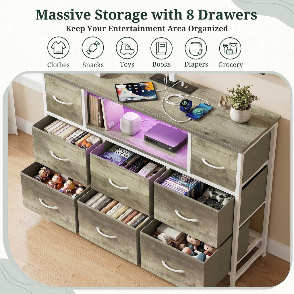 8 Drawer TV Stand with Charging Station J2339