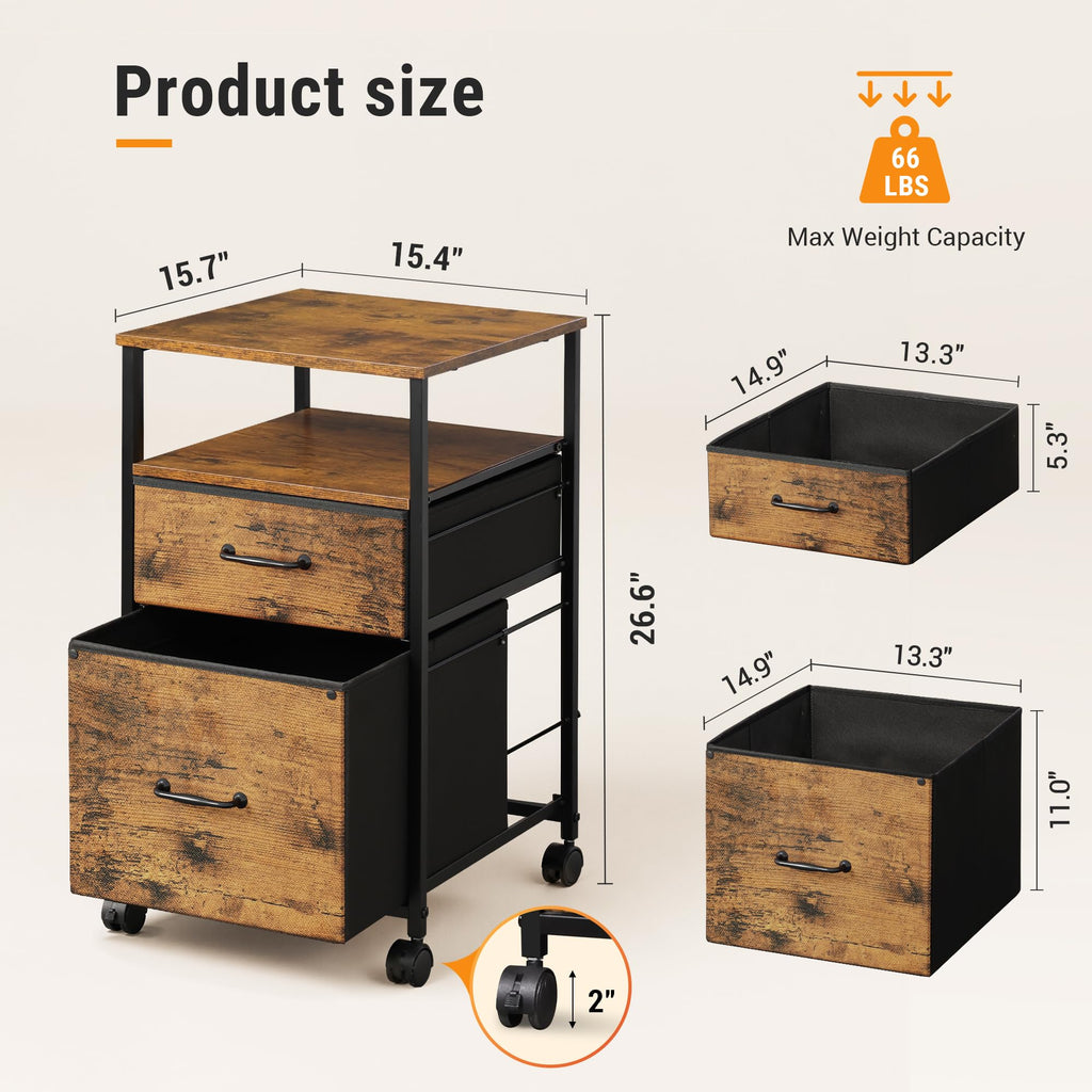 2 Drawer Mobile Fabric File Cabinet E325869