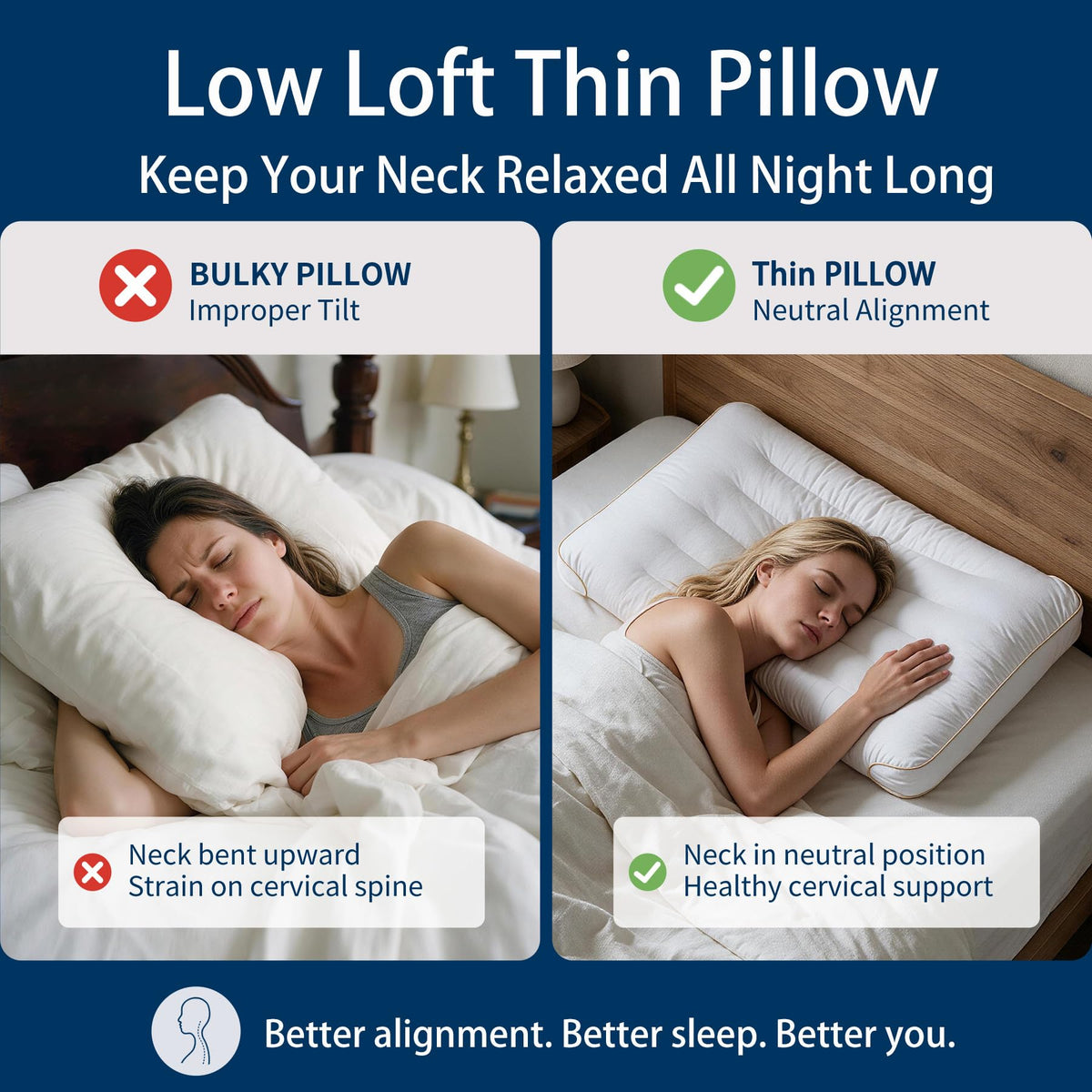 King Size Set of 2 Ultra Thin Pillow U118931