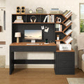 55" Computer Desk with Bookshelf, Drawers & Hutch U244747