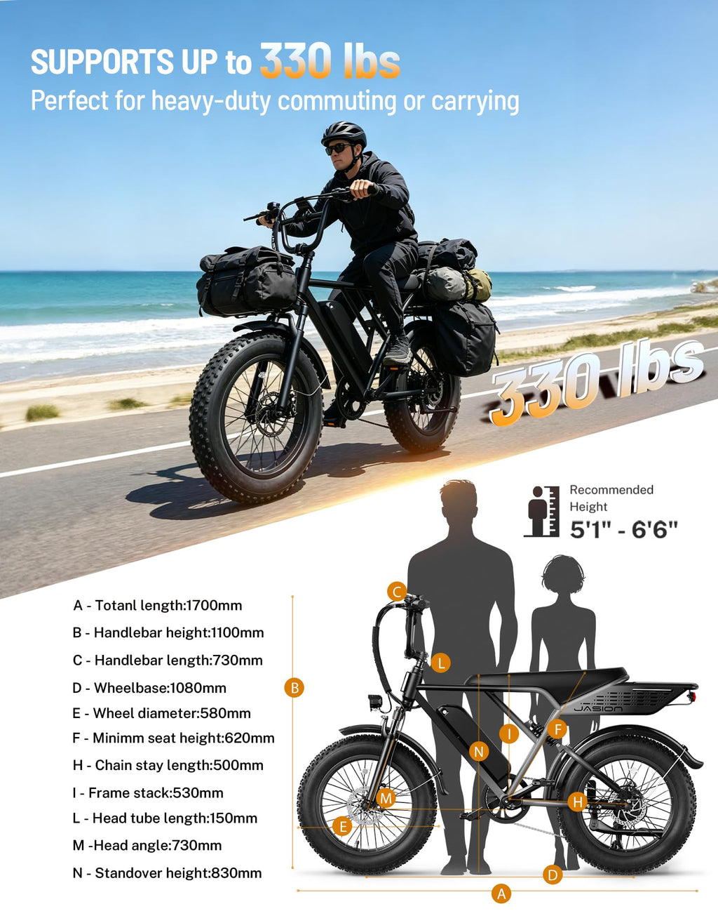 Electric Bike with 48V Removable Battery O396085