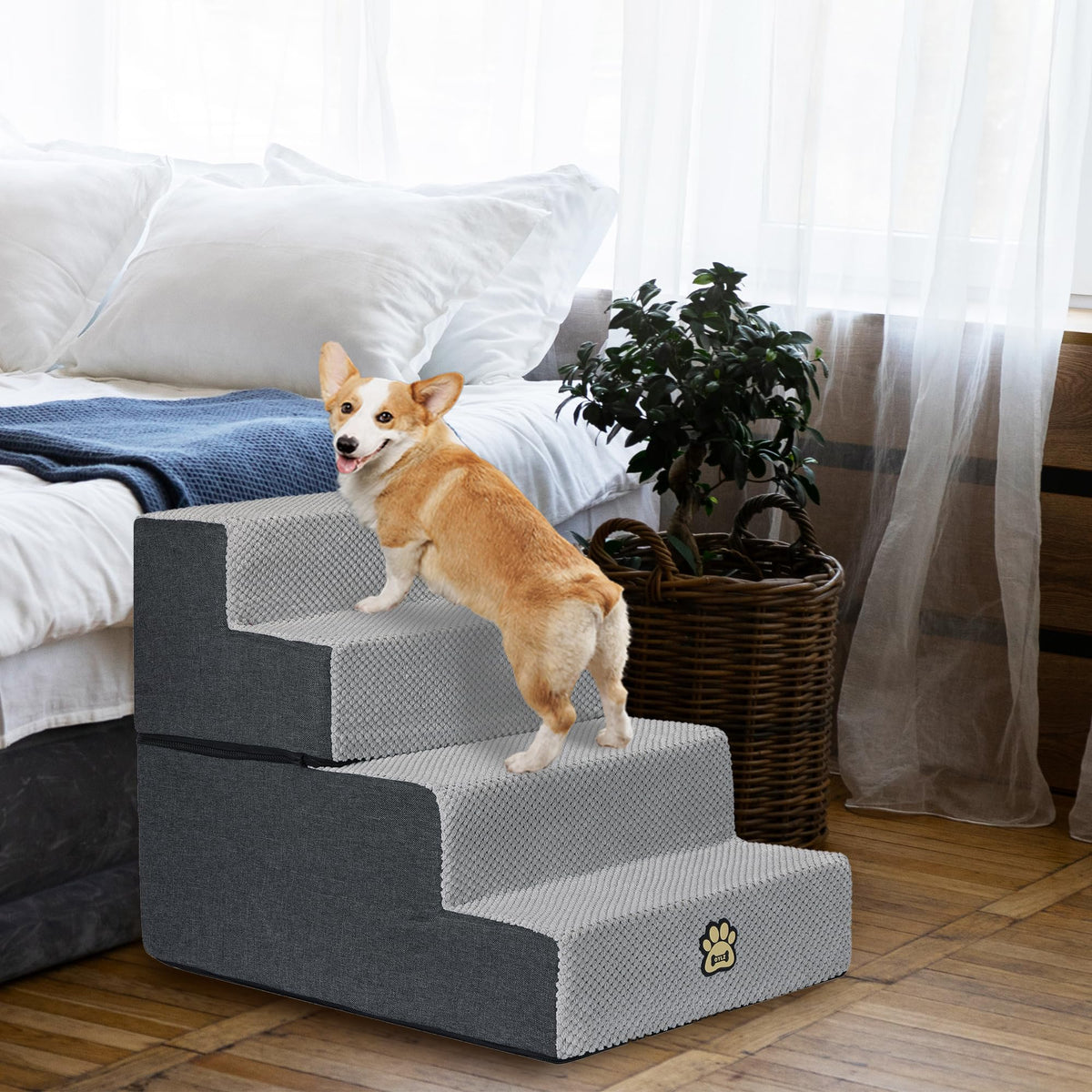 4-Step Foam Dog Stairs, 18-Inch, Gray T489