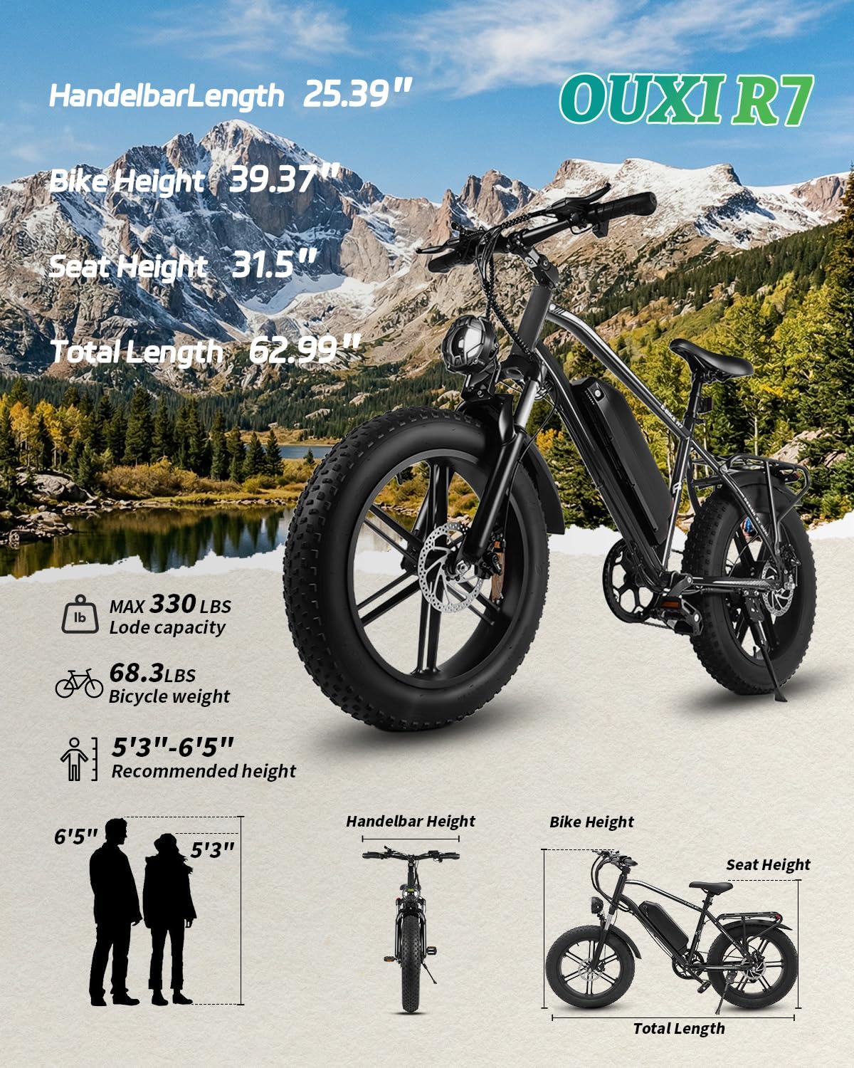 1000W Peak Electric Mountain Bike 48V 13Ah T19672