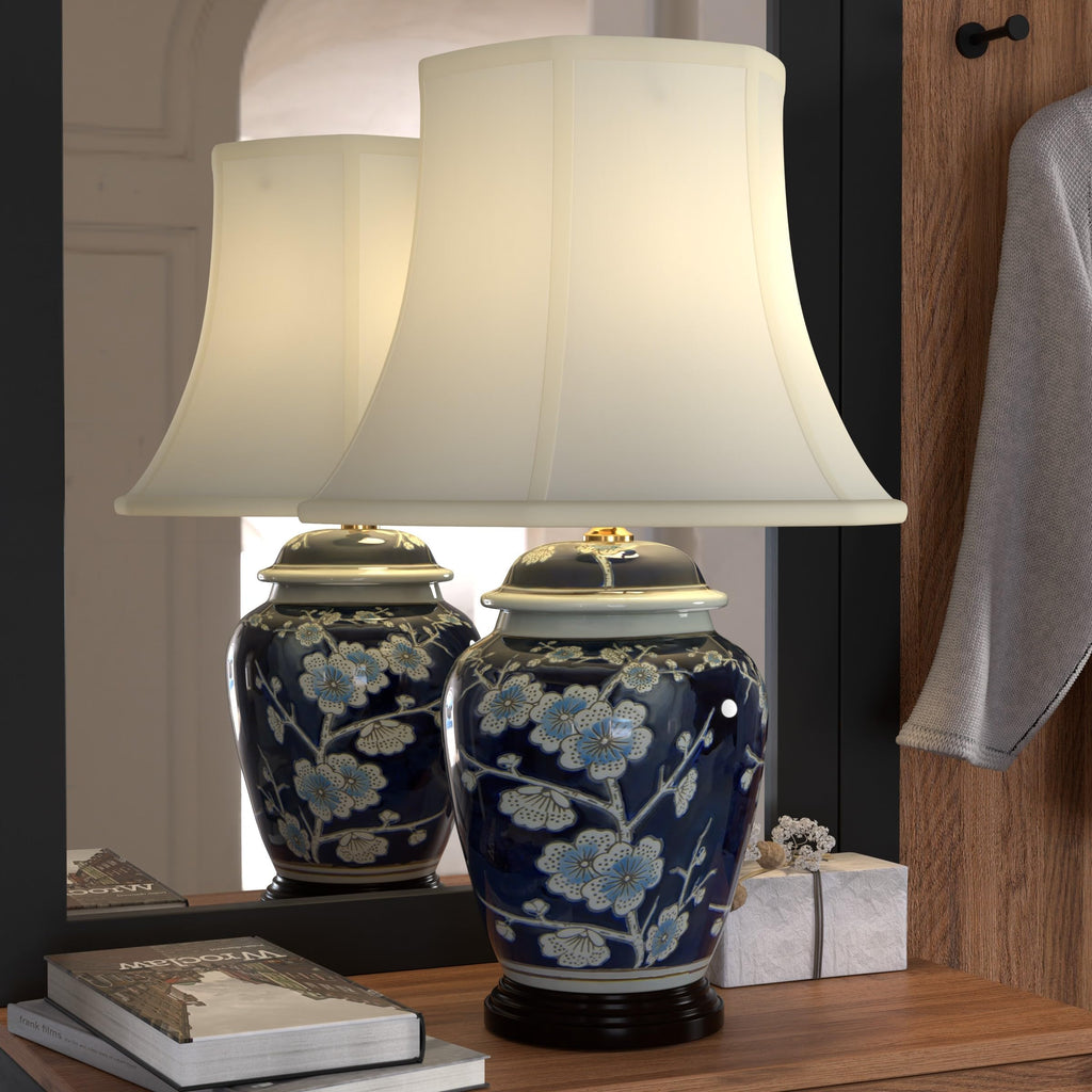 22" Blue Cherry Blossom Lamp L529