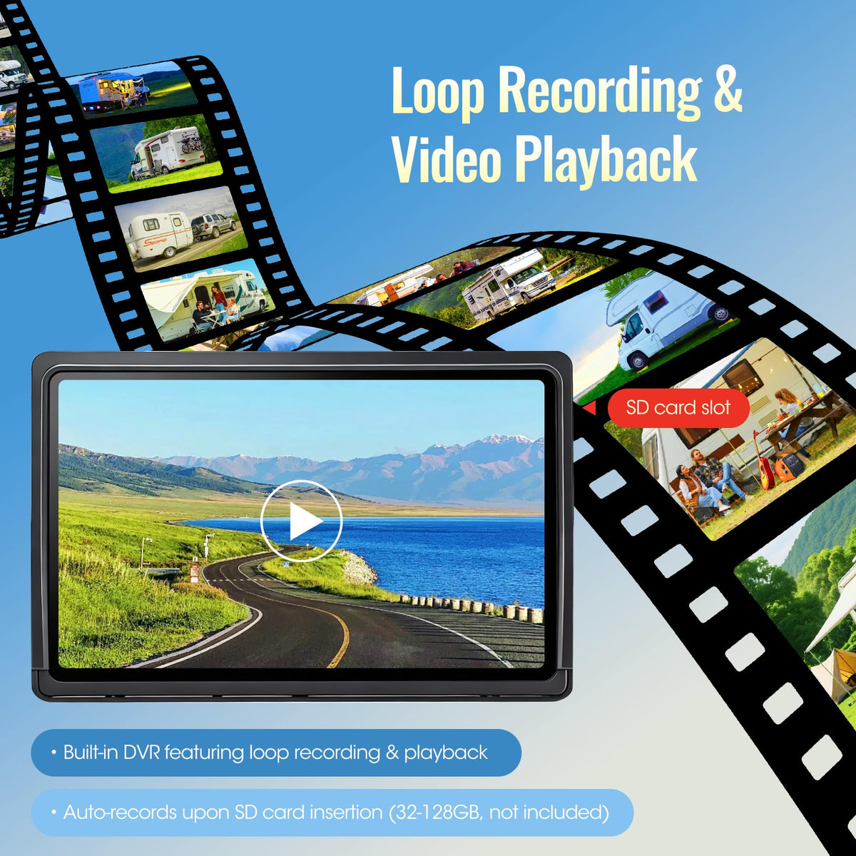 7" Wireless Backup Camera System with DVR Split Screen Monitor V27037