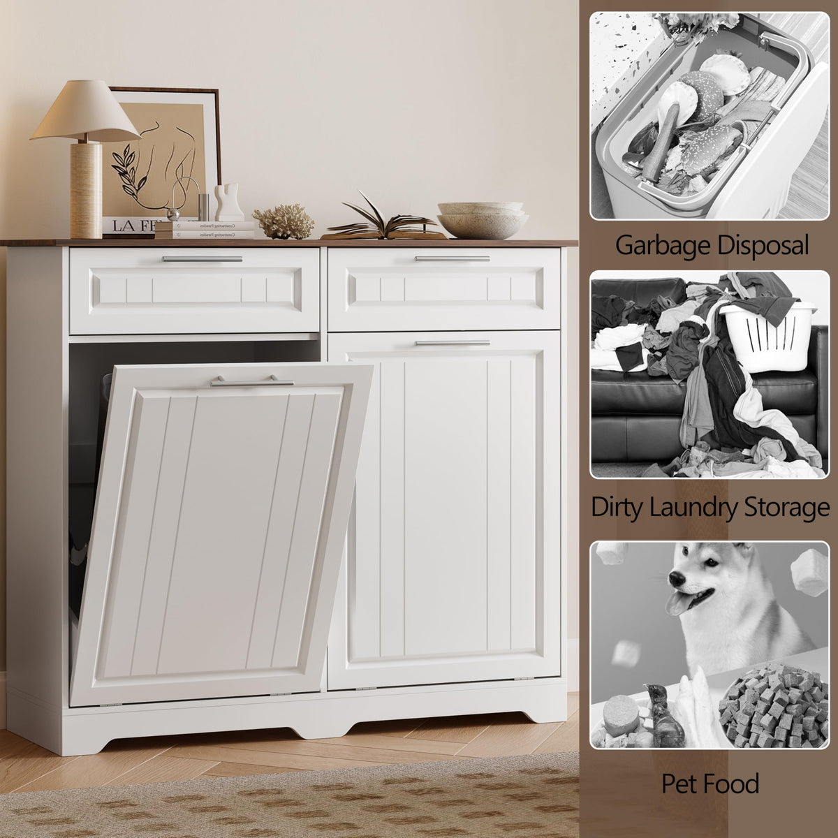 10 Gallon Double Tilt Out Trash Can Cabinet B744