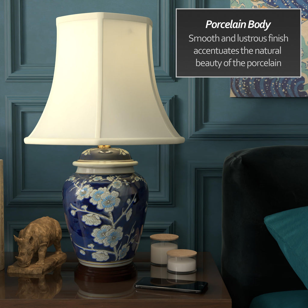 22" Blue Cherry Blossom Lamp L529