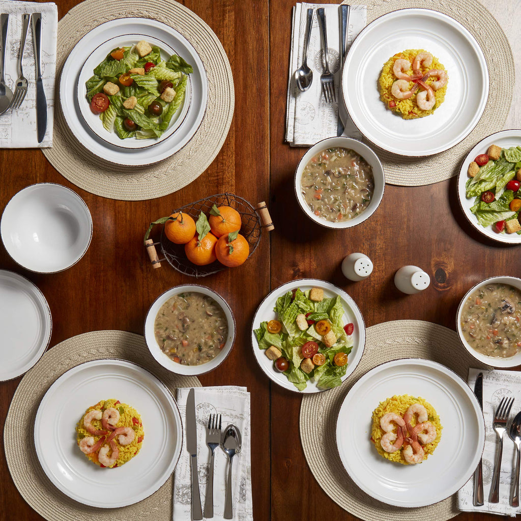 White 12 Piece Stoneware Dinnerware Set H3148