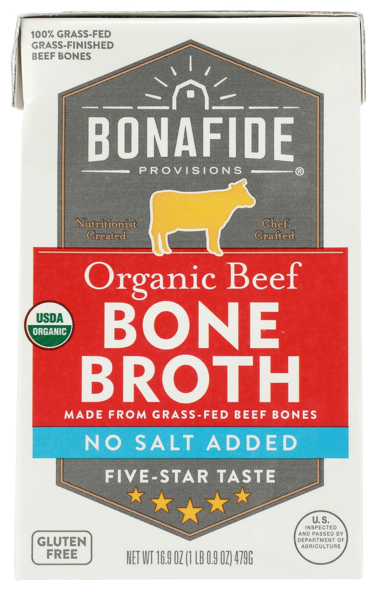 Bone Broth Beef No Salt Added Organic 16.9 Ounce L552