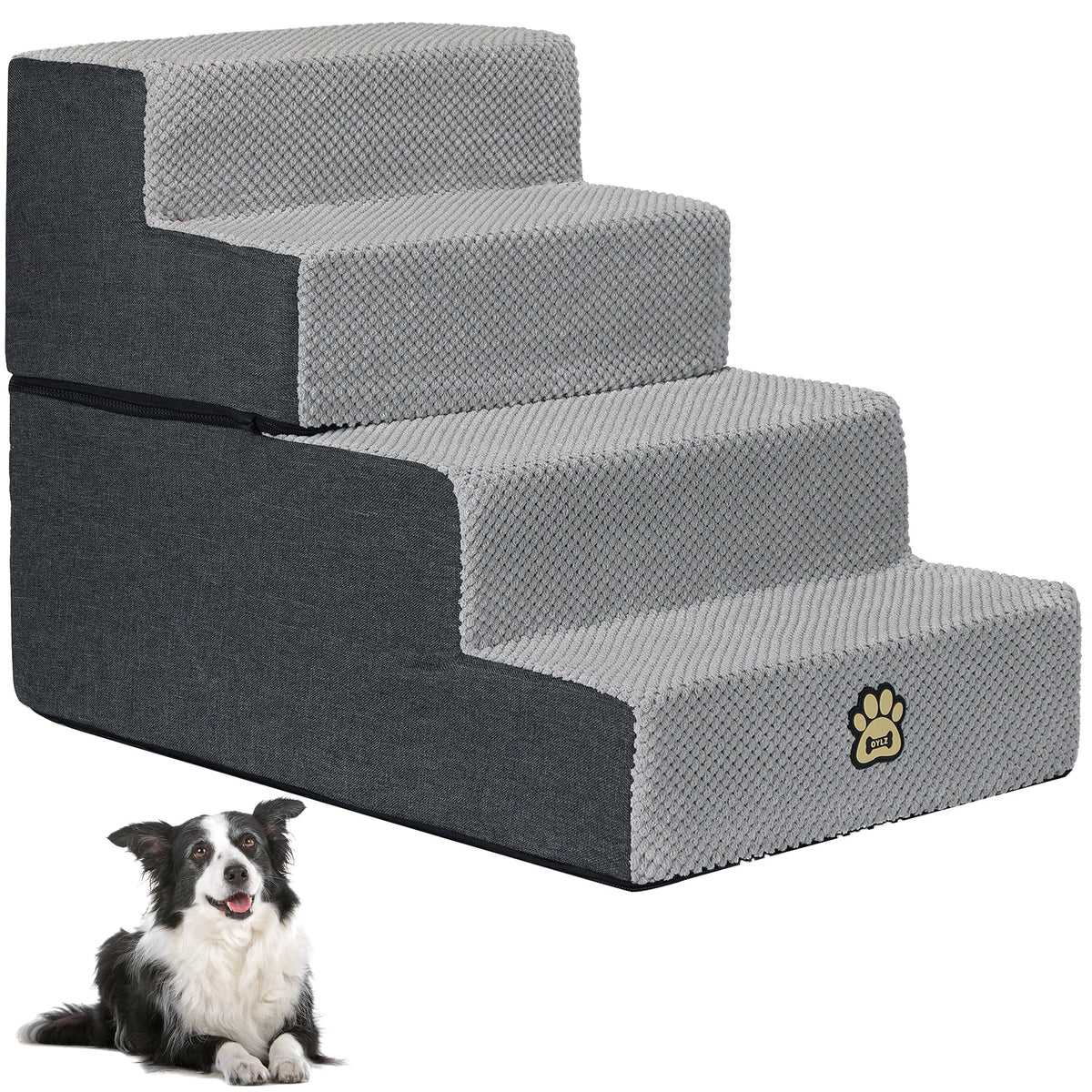 4-Step Foam Dog Stairs, 18-Inch, Gray T489