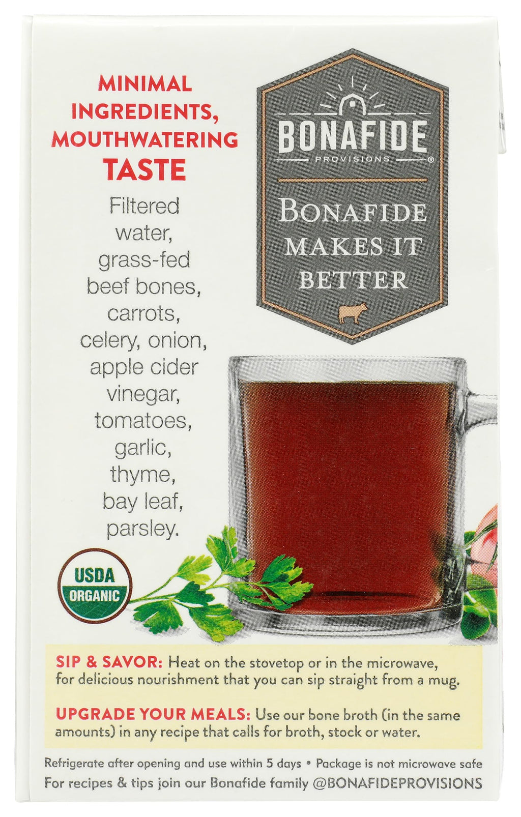 Bone Broth Beef No Salt Added Organic 16.9 Ounce L552