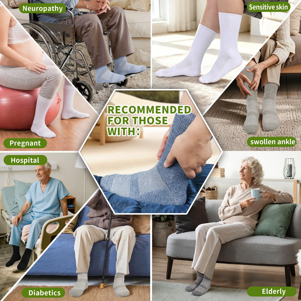 Bamboo Viscose Non-Binding Crew Socks with Seamless Toe S177